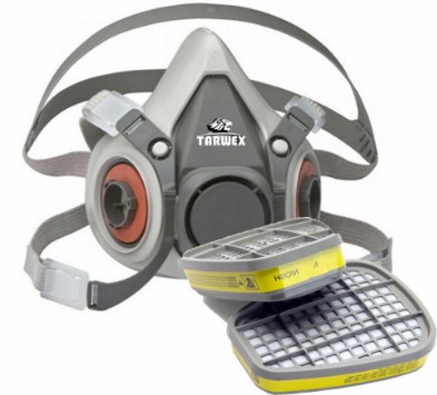 Respirador Media Cara Tarwex de Caucho con Filtros para Polvo (Kit)