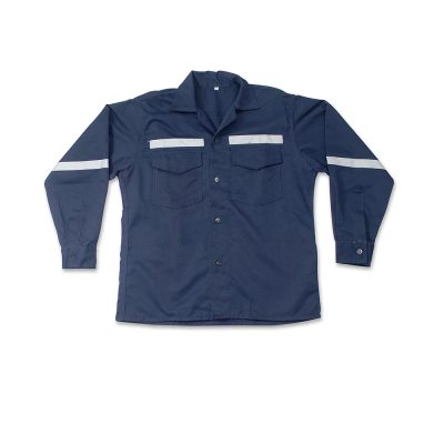 Camisa de Trabajo Drill Azul Marino con Cinta Reflectiva
