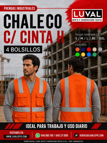 Chaleco con cinta H de 4 bolsillos