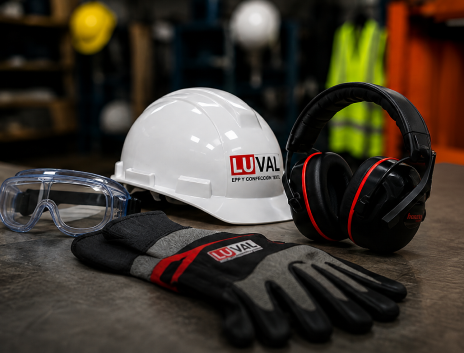 Casco, lentes, guantes y orejeras de seguridad LUVAL