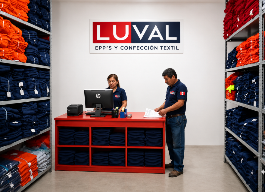 Interior de la tienda LUVAL con personal atendiendo