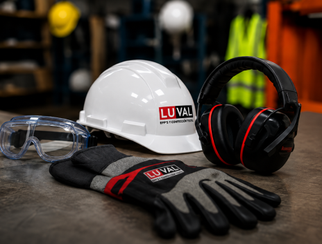 Casco, lentes, guantes y orejeras de seguridad LUVAL
