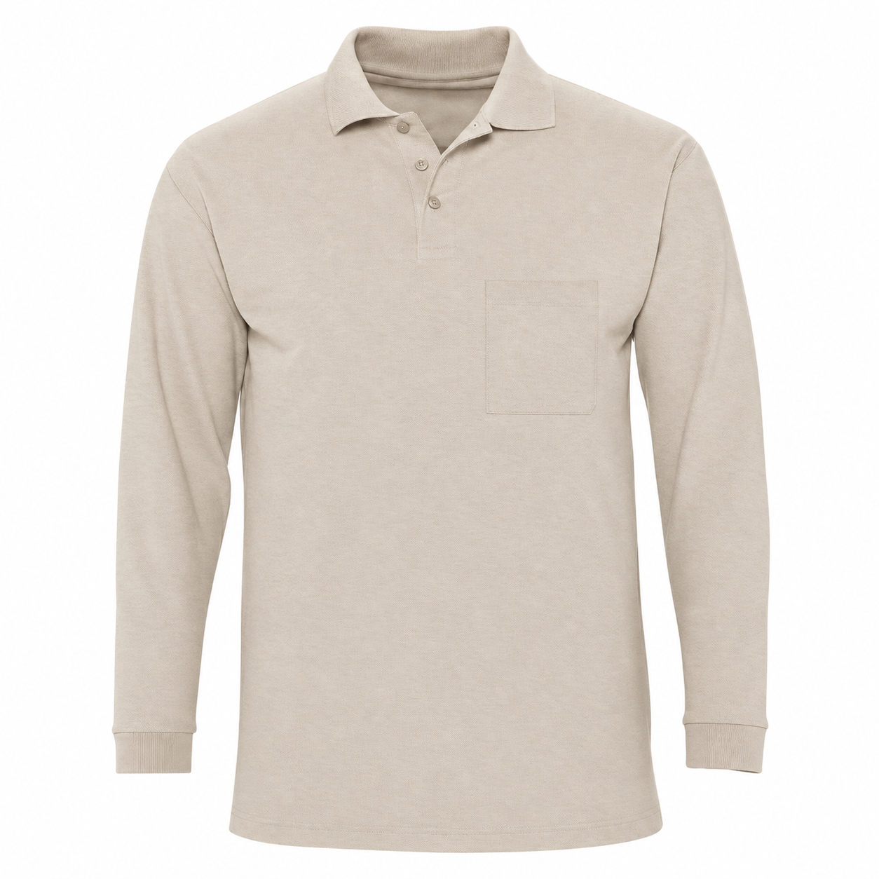 Camisero de Trabajo Manga Larga Jersey 20/1 Peinado Beige
