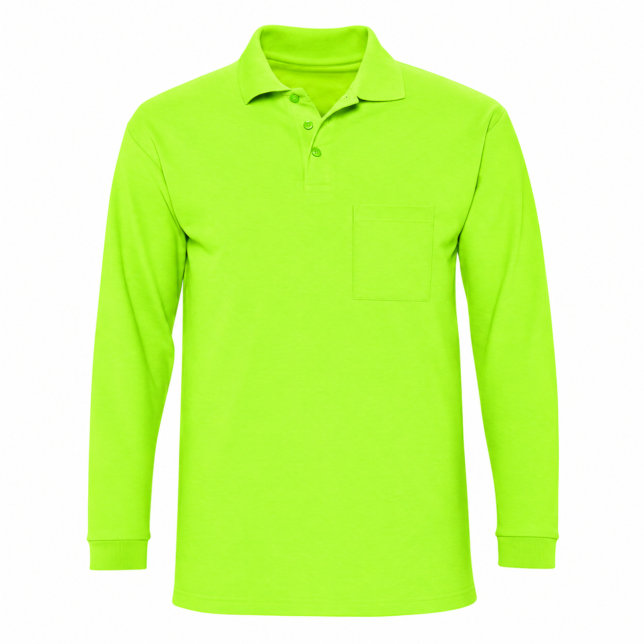 Camisero de Trabajo Manga Larga Jersey 20/1 Peinado Verde Fosforescente